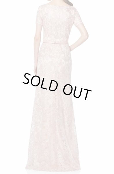 画像2: Tadashi Shoji タダシショージ Short Sleeved Lace Topped Gown ピンク (2)