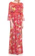 画像1: Tadashi Shoji タダシショージ　Missy-8 Off-the-Shoulder Floral Printed Sheer Gown　 レッド系 (1)