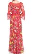画像2: Tadashi Shoji タダシショージ　Missy-8 Off-the-Shoulder Floral Printed Sheer Gown　 レッド系 (2)