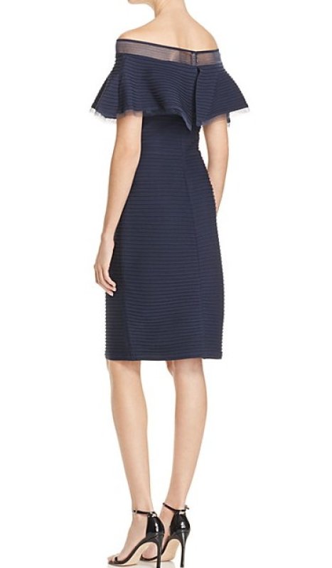 画像2: Tadashi Shoji タダシショージ   Solid Off-The-Shoulder Dress ネイビー  03054 (2)