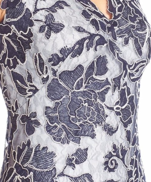 画像3: Tadashi Shoji タダシショージ Embroidered Lace Gown ネイビー系 (3)
