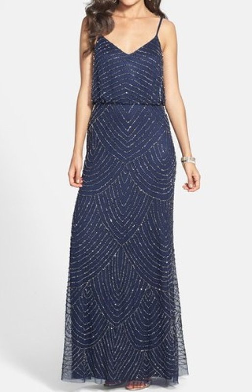 画像1: ドラマ【プリティリトルライヤーズ使用】Adrianna Papell　アドリアナパペル　　Beaded Blouson Dress　ネイビー (1)