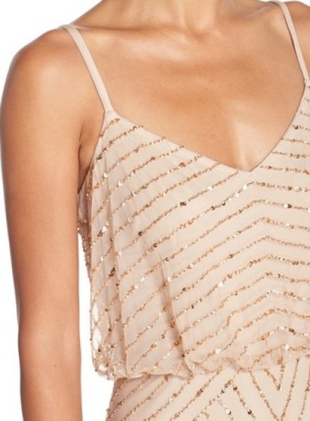 画像3: ドラマ【プリティリトルライヤーズ使用】Adrianna Papell アドリアナパペル  Beaded Blouson Dress シャンパン (3)
