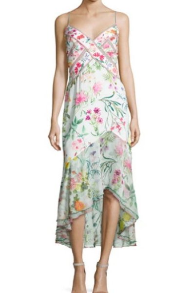 画像1: Tadashi Shoji タダシショージ　Sleeveless Floral Chiffon Midi Dress ホワイト (1)