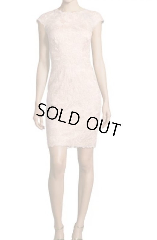 画像1: Tadashi Shoji タダシショージ　Cap-Sleeve Rose Lace Sheath Dress　ピンク (1)