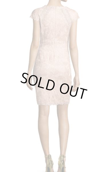 画像2: Tadashi Shoji タダシショージ Cap-Sleeve Rose Lace Sheath Dress ピンク (2)
