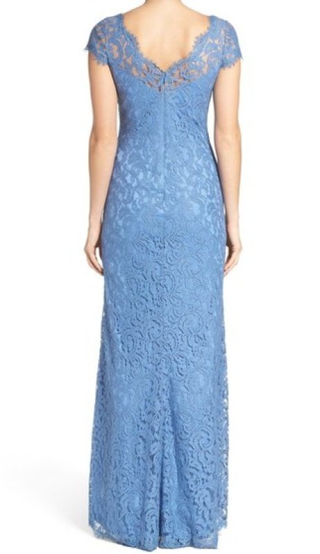 画像2: 再販売！Tadashi Shoji  タダシショージ   Lace Gown ブルーストーン (2)