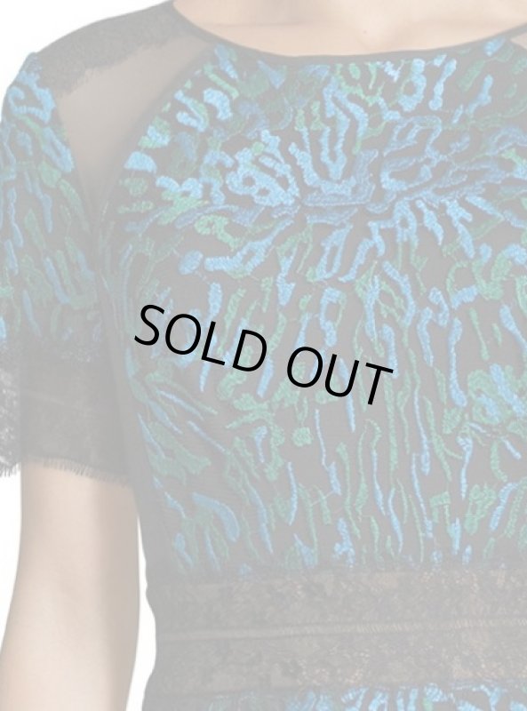 画像3: Tadashi Shojiタダシショージ 　Short Sleeve Lace Cocktail Dress ブルー系、グリーン系 (3)