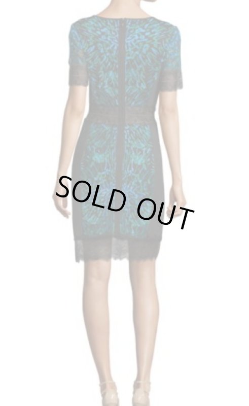 画像4: Tadashi Shojiタダシショージ 　Short Sleeve Lace Cocktail Dress ブルー系、グリーン系 (4)