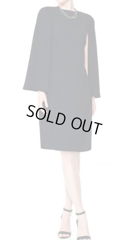 画像1: 【ミランダカーご着用、家庭画報掲載】Tadashi Shoji　タダシショージ    Cape Back Crepe Sheath Dress ブラック (1)
