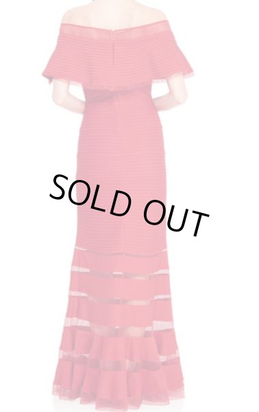 画像2: Tadashi Shoji    Off-The-Shoulder Long Dress レッド系 (2)