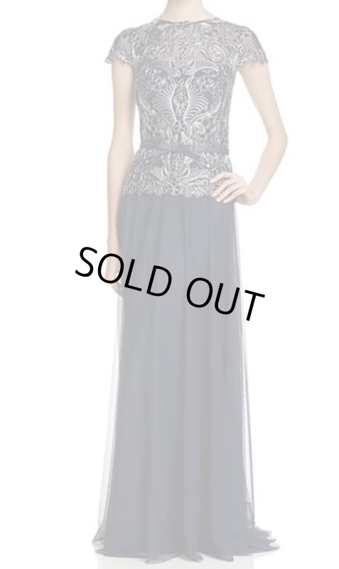 画像1: Tadashi Shoji タダシショージ　Embroidered Gown　ネイビー (1)