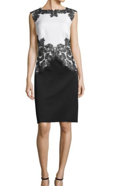 画像1: Tadashi Shoji タダシショージ　Two Tone Neoprene Dress　ブラック (1)