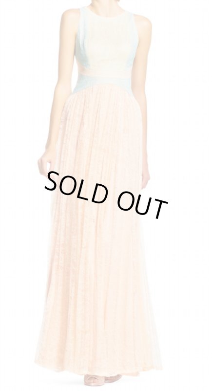 画像1: 【大石絵理さんに衣装提供】Adrianna Papell　アドリアナパペル　　colorblock chantilly lace dress (1)