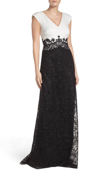 画像1: Tadashi Shoji タダシショージ　 Two-Tone Gown ブラック、ホワイト (1)