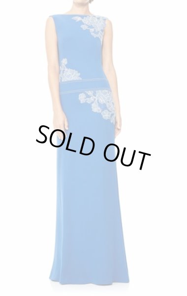 画像1: 【シャーロット・ケイト・フォックスさんご着用】Tadashi Shoji  タダシショージ   Cowl-Back Crepe Gown　ブルー系 (1)