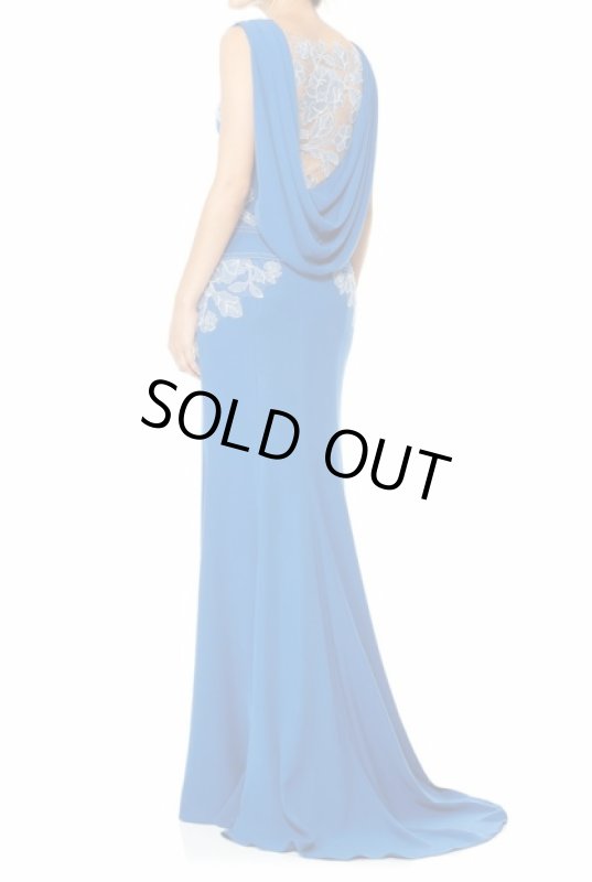 画像3: 【シャーロット・ケイト・フォックスさんご着用】Tadashi Shoji  タダシショージ   Cowl-Back Crepe Gown　ブルー系 (3)