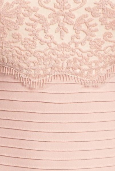 画像3: Tadashi Shoji   Pintuck Jersey and Lace Strapless Gown Petal Bloom ピンク系 (3)