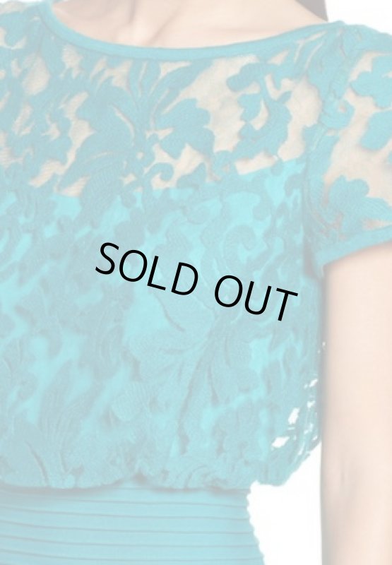 画像4: Tadashi Shoji タダシショージ    Embroidered Blouson Sheath Dress アクアブルー (4)