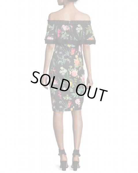 画像2: Tadashi Shoji タダシショージ　Off-the-Shoulder Floral Cocktail Dress　ブラック (2)
