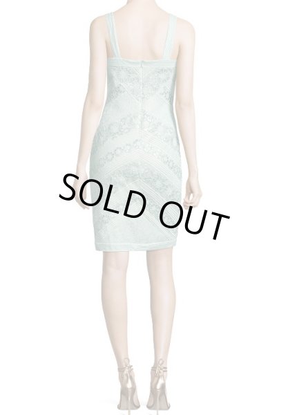画像2: Tadashi Shoji タダシショージ   Sleeveless Lace Stripe Cocktail Dress ブルー系  (2)