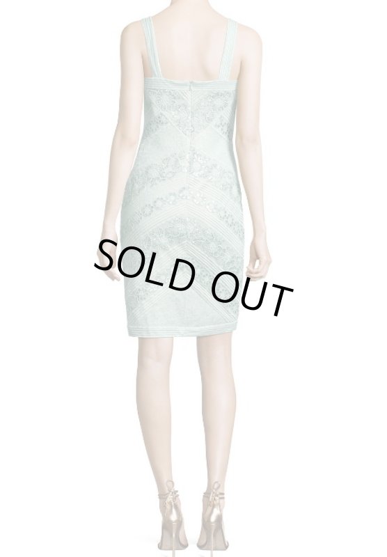 画像2: Tadashi Shoji タダシショージ   Sleeveless Lace Stripe Cocktail Dress　ブルー系　 (2)