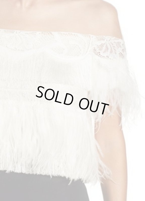 画像3: 1点のみ即発！Tadashi Shoji タダシショージ   Off the Shoulder Ostrich Feather Gown　ブラック  42301 (3)