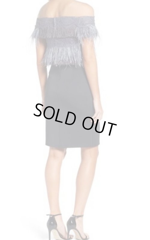 画像2: 【アンミカさんご着用】Tadashi Shoji タダシショージ   Off the Shoulder Sheath Dress ダークパール、ネイビー系 (2)