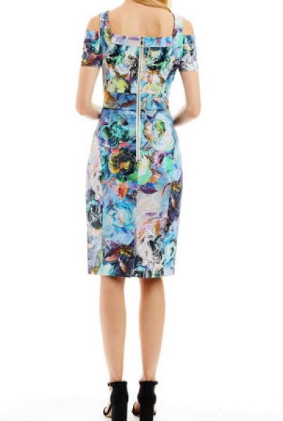 画像2: 【Kathie Lee Gifford愛用】Nicole Miller ニコルミラー  Cold-Shoulder Floral-Print Dress (2)