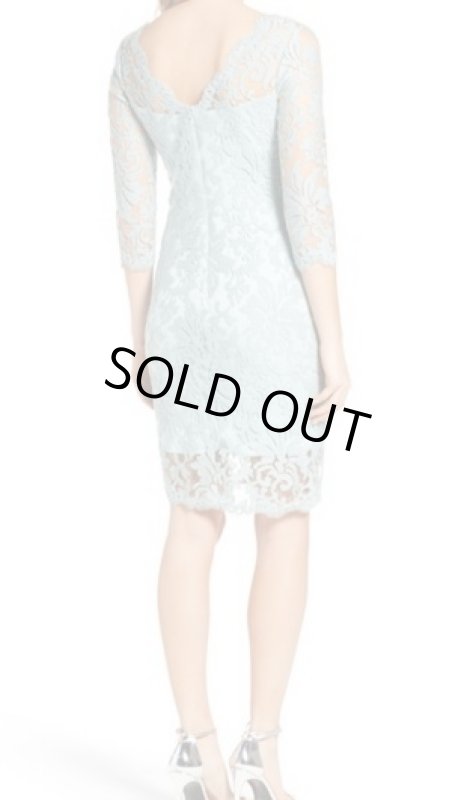 画像2: Tadashi Shoji タダシショージ　Embroidered Lace Sheath Dress  Frosted Jade　ブルー系 (2)