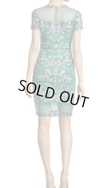 画像3: Tadashi Shoji タダシショージ Floral Embroidered Cocktail Dress グリーン系 (3)