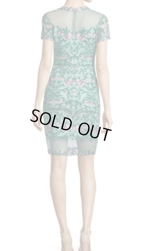 画像3: Tadashi Shoji タダシショージ　Floral Embroidered Cocktail Dress　グリーン系 (3)