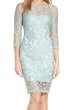 画像1: Tadashi Shoji タダシショージ　Embroidered Lace Sheath Dress  Frosted Jade　ブルー系 (1)