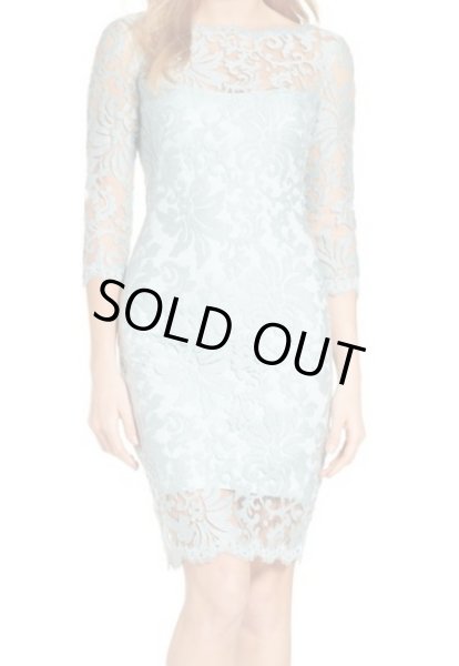 画像1: Tadashi Shoji タダシショージ　Embroidered Lace Sheath Dress  Frosted Jade　ブルー系 (1)