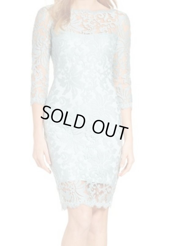 画像1: Tadashi Shoji タダシショージ　Embroidered Lace Sheath Dress  Frosted Jade　ブルー系 (1)