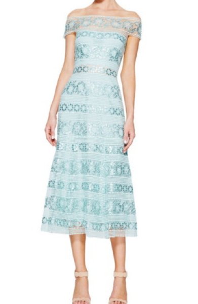 画像1: Tadashi Shoji タダシショージ  ANNELIESE  Dress  FROSTED JADE　ブルー系 (1)