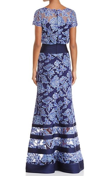 画像2: Tadashi Shoji タダシショージ  Blouson Illusion Lace Gown ブルー系 (2)