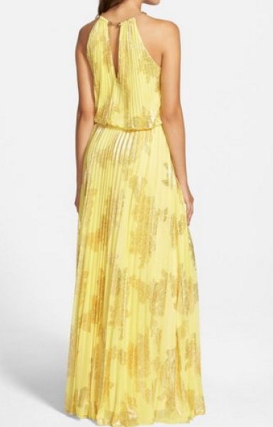 画像2: ドラマ【リベンジ使用】Xscape   Foiled Blouson Gown イエロー (2)