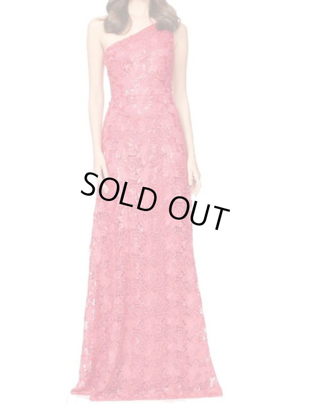 画像1: David Meister デビッドマイスター　スパンコールレースワンショルダードレス (1)