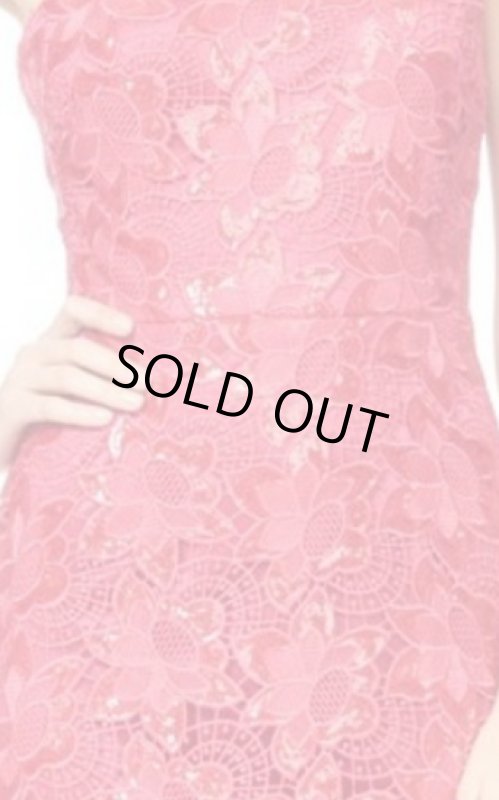 画像3: David Meister デビッドマイスター　スパンコールレースワンショルダードレス (3)