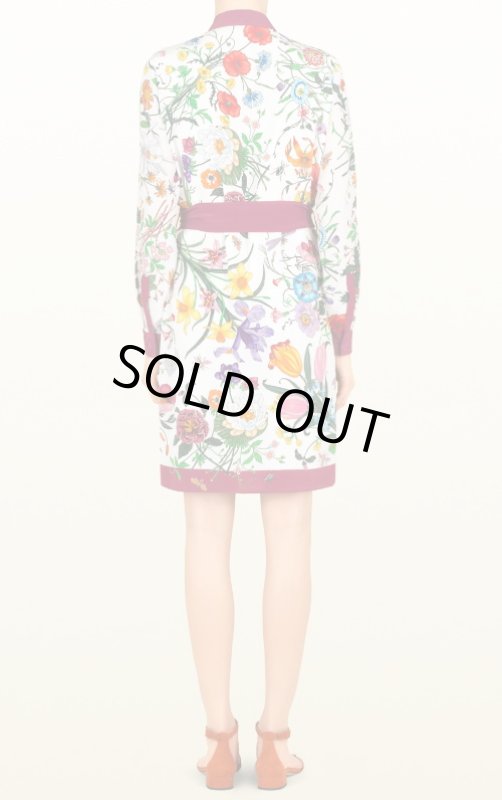 画像2: GUCCI グッチ　 Crepe de Chine Flora Print Shirt Dress (2)