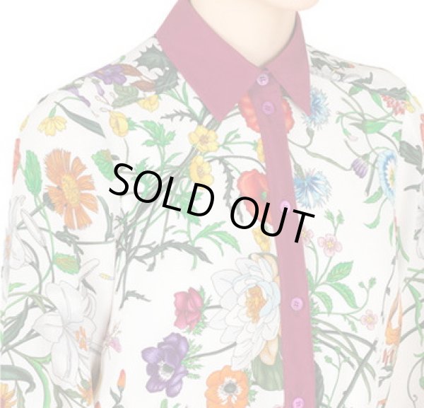 画像3: GUCCI グッチ  Crepe de Chine Flora Print Shirt Dress (3)