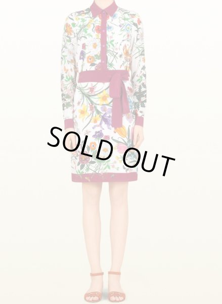 画像1: GUCCI グッチ　 Crepe de Chine Flora Print Shirt Dress (1)