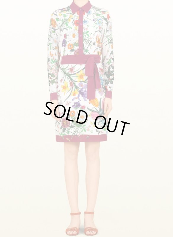 画像1: GUCCI グッチ　 Crepe de Chine Flora Print Shirt Dress (1)