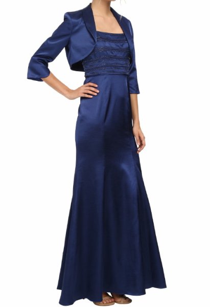 画像2: Adrianna Papell アドリアナパペル ボレロ付きネイビーロングドレス (2)
