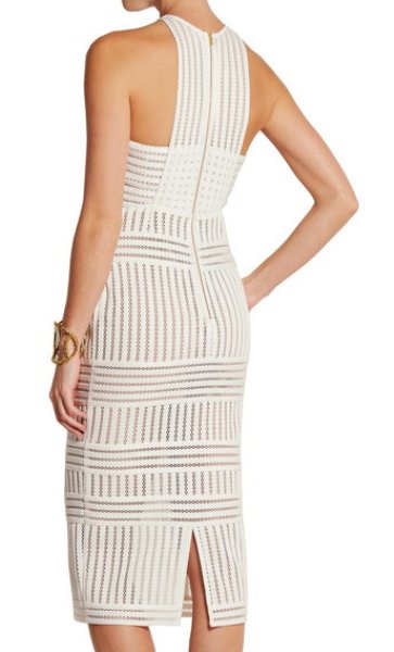 画像3: 【エリンアンドリュース愛用】Self Portrait セルフポートレイト Striped honeycomb-mesh midi dress (3)