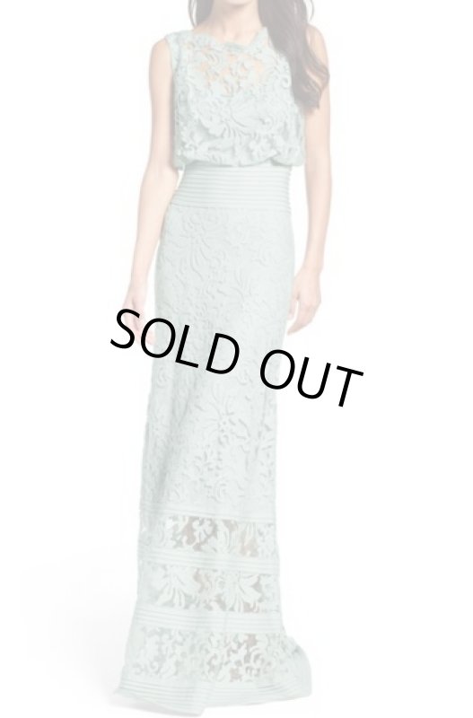 画像1: Tadashi Shoji タダシショージ    Lace Banded-Waist Gown　ブルー系　 (1)