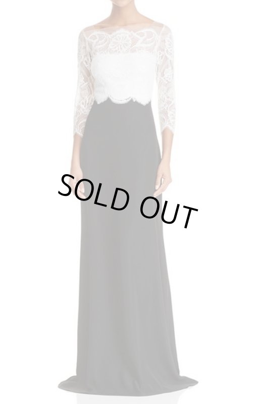 画像1: 1点のみ即発！ Tadashi Shoji タダシショージ　 Lace Top Gown ブラック (1)