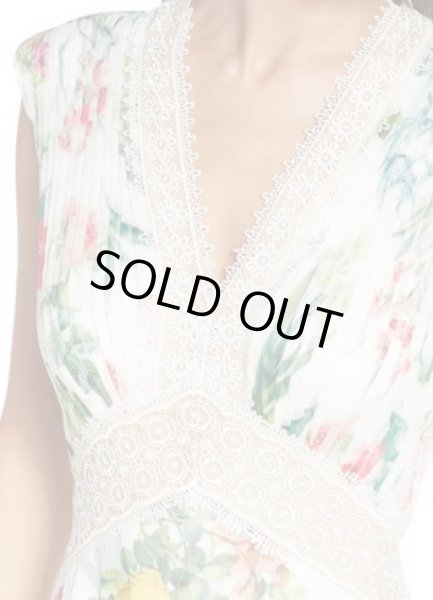 画像4: セール！Tadashi Shoji タダシショージ　Floral Pleat Chiffon Trumpet Gown 　ホワイト (4)