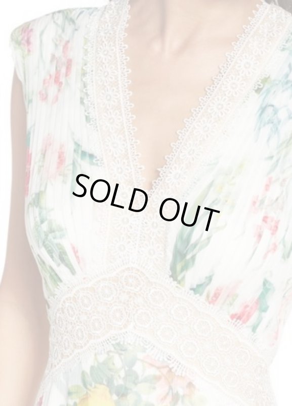 画像4: セール！Tadashi Shoji タダシショージ　Floral Pleat Chiffon Trumpet Gown 　ホワイト (4)